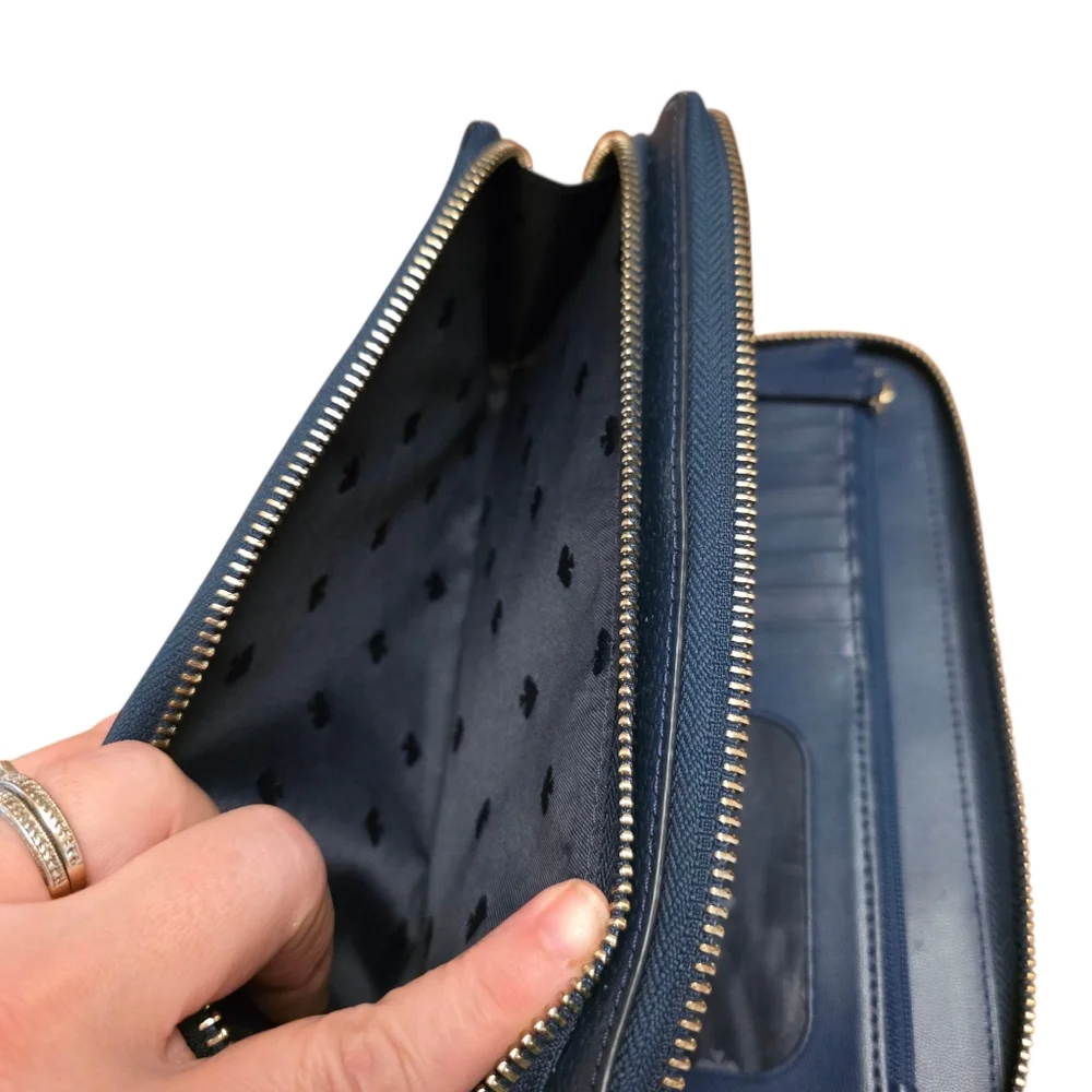 Kate Spade Navy Blue Staci Large Carryall Wristlet Wallet - Picture 8 of 10